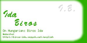 ida biros business card